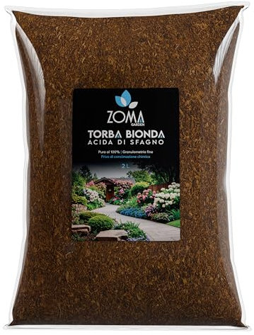 ZOMA Torba acida di sfagno Ph 3,5 qualità Superiore - Torba per piante estratta dalle torbiere baltiche, Ideale pura o in mescola con tutti i substrati - Sacco 2L
