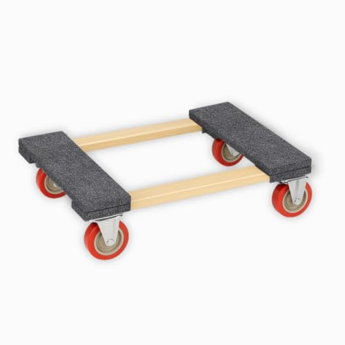 Ecovelo' Carrello Trasporto con Ruote 450 kg – Pianale in Legno di Acacia 76x46 cm, Leggero e Resistente, per Traslochi, Magazzini e Consegne