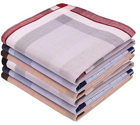 Dmhwd 6 pezzi Fazzoletti da Uomo,Fazzoletto 100% cotone，Fazzoletti di Stoffa Regalo per Uomo，6 Colori Fazzoletti di Cotone Grande Tasca 40 * 40cm (3 Styles)