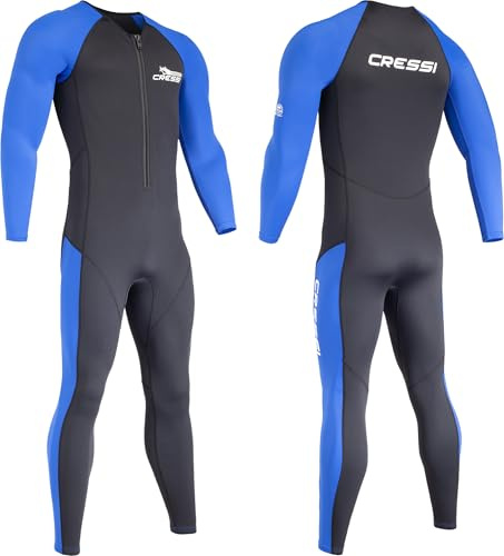 Cressi Wahoo Man Monopiece Wetsuit Black/Blue 2mm XXXL/7-Einteiliger Neoprenanzug Herren aus 1,5/2 mm Soft Neopren Elastan zum Schnorcheln, Schwimmen Aktivitäten im Wasser, Schwarz/Blau, XXXL/7