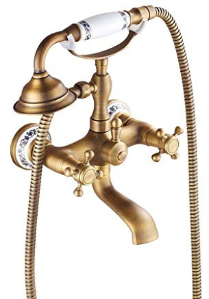Lyxiga mässingsblandare för badkar, duschpelare, krysshandtag, mobila duschmunstycken, duschset, enkel att installera (A) (B)