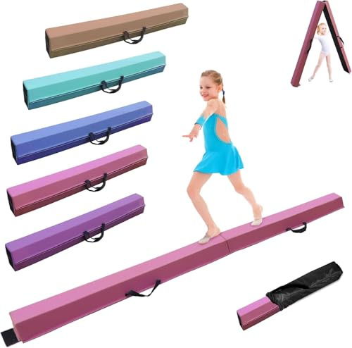 SportBob schwebebalken Kinder Schwebebalken klappbar Balken Gymnastik 180cm PU Leder schwebebalken für zuhause balancierbalken Balance Beam Training Beam für Kinder, Fitness/Training/Turnen