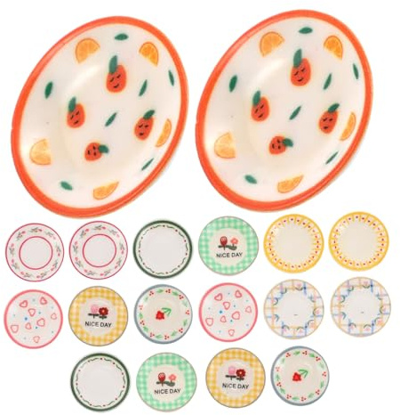 TOYANDONA 18 Piezas Vajilla Muñecas Resina Estable Platos Miniatura con Delicados Patrones Accesorios Cocina Casa Muñecas para Imaginativo y Decoración Variadas