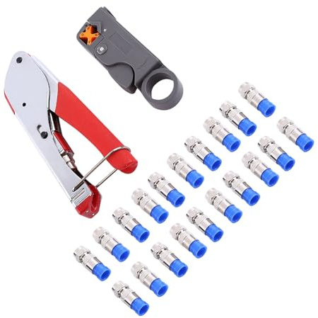 Fockety Ensemble de Pinces à Compression Coaxiales, Outil de Sertissage Fiable pour Dénudeur de Fil RG6/RG59 pour les Applications de Cinéma Maison, de Télévision par Câble et de sécurité avec