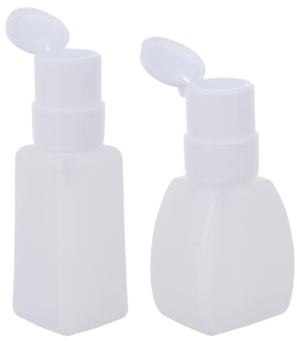 VICASKY 2 Pack Nail Polish Remover Pump Bottle Empty Press Bottle Refillable Liquid Dispenser Leak-Proof Nail Pump Dispenser for Lacquer Makeup Travel Storage