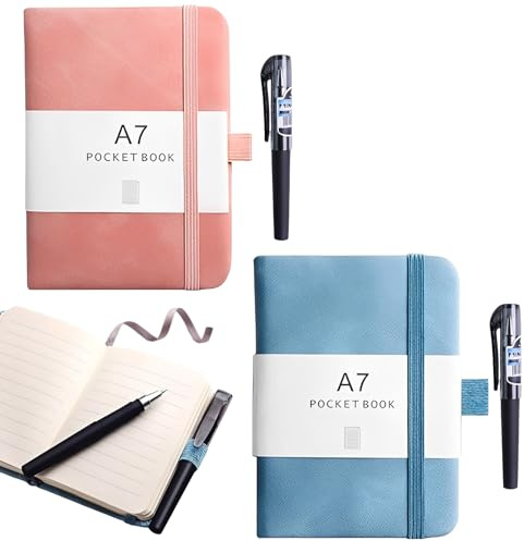 NiceNaiils 2 Pcs mini carnet, petit carnet, petit carnet de notes de poche Carnet de Poche A7, Petit Carnet de Notes de Poche avec 6 Autocollants, Mini Bloc Note Couverture Coloré pour Enfant Adultes