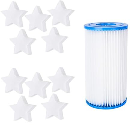 VIRELLO Lot de 10 cartouches filtrantes absorbantes d'huile de piscine de type A/C, éponges réutilisables pour piscines hors sol et spas, ensemble de nettoyage avec élément filtrant