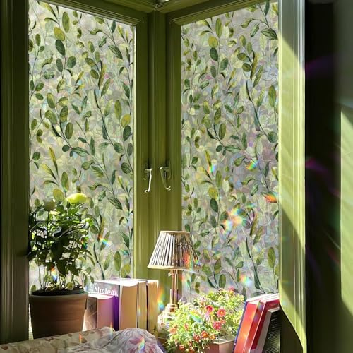 ChicSkin Rainbow Stained Glass Window film Privacy Green Leaves 300x43CM