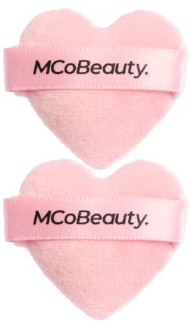 MCoBeauty Mini Love Heart Powder Puff - Velvet Setting Puff | Velvet Powder Puff, Precise Setting Powder Application, Travel Size, Vegan & Cruelty Free