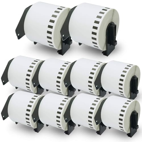 BETCKEY - 10 Rolls DK-22205 Labels, 62mm x 30.48m, 10 Continuous Length Paper Labels Compatible with Brother QL Label Printers