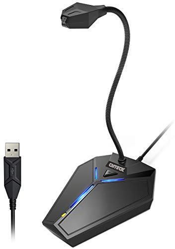 CMTECK Microphone D'ordinateur USB, Branchez & Jouez Bureau Omnidirectionnel Condenseur PC Portable Mic,Bouton Mute avec Indicateur LED,Compatible avec Windows/Mac,idéal pour Youtube, Skype (5ft)
