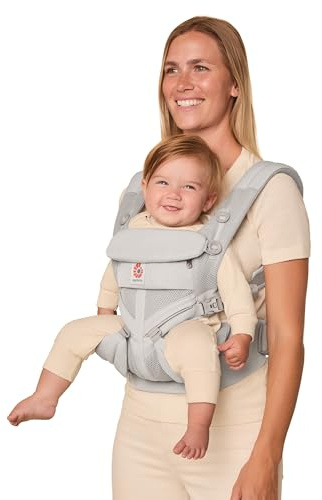 Ergobaby Omni Classic Baby Carrier Newborn to Toddler - Breathable Baby Carriers for Summer - All-Position Carrier with Lumbar Support (7-45 Pounds), Mesh, Pearl Grey