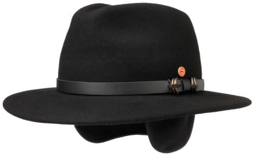 Mayser Sombrero Earflap Georgia Mujer/Hombre - Made in The EU de Invierno Hombre tirolés con Orejeras, Banda Piel otoño/Invierno - 62 cm Negro