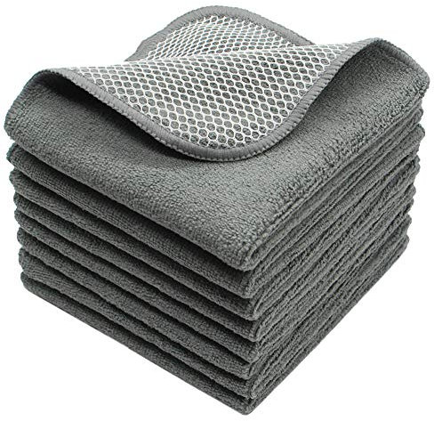 VeraSong Microfiber Cleaning Cloth, Dish Rags, 12x12 inch, 8 Pack, Gray
