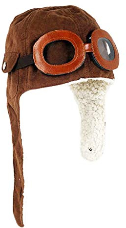 Xrten Baby Jungen Fliegermütze Warme Wintermütze Pilotenmütze mit Brille für Kinder, Braun