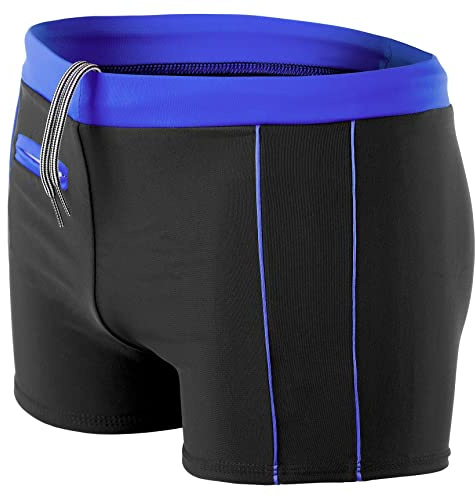 Aquarti Herren Badehose Kurz mit Kontrastpaspel, Farbe: 010 Schwarz/Blau, Größe: L