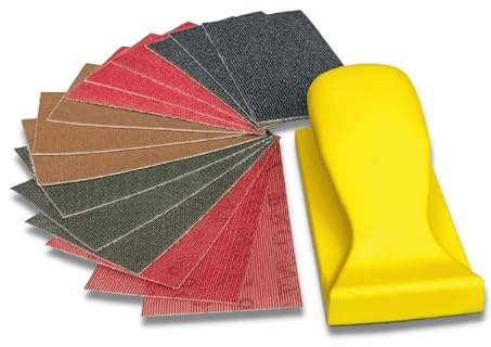 Scorch Marker Sanding Kit, Hand Sander with 5 Grits, Mesh Net System, Hook and Loop Design, 15 PCS - Long Lasting, Ergonomic, Re-Usable Sandpaper Kit