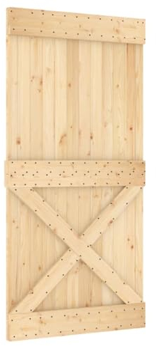 vidaXL Tür, Schiebetür für Schlafzimmer Küchen Scheunen Garagen, Holztür mit Schiebetürbeschlägen, Innentür Holztür, Massivholz Kiefer