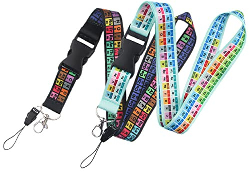 jojofuny 2 Piezas Llavero De Cuerda Llavero De Cuello Cordón De Soporte De Teléfono Tabla Periódica De Elementos Química Cordón Perder Dibujos Animados Pulsera Poliéster + Plástico
