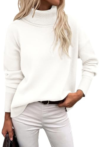Zeagoo Jersey de Cuello Alto para Mujer Invierno Cálido Sueter Pullover | Otoño Largo Elegante Punto Sweater