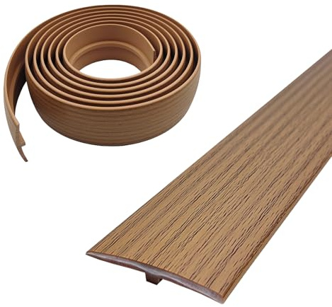 Övergångsprofil självhäftande, bredd 50 mm, flexibel PVC-övergångsrems-T-formdel, övergångslist utan borrning, täcklist (gul ek, 3 m)