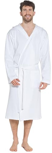 Sock Stack Men's Hooded Waffle Robe Dressing Gown Bathrobe for Men Super Absorbent Cotton Robes Spa Perfect for Home & Loungewear