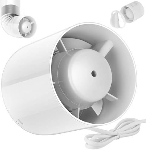 Aprto Ventilador de tubo de 150 mm, ventilador de tubo de 320 m³/h, 34 dB silencioso, ventilador de tubo de 150 mm, extractor de humo para baño, cocina, inodoro, invernadero, tienda de cultivo, garaje