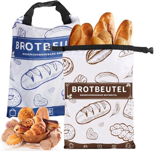 Jortmrd Lot de 2 Sacs à Pain Réutilisables 42x32cm Lavables Machine et durables Sac de Rangement à Fermeture éclair pour Conservation Fraîcheur Pain Baguette Fruits Légumes Congélateur