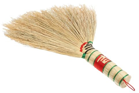 Yardenfun Balai Mini Tressé Main Sorgho Naturel Balayette Portable Multifonction pour Bureau Et Chambre Brosse Rigide Traditionnelle Chinoise pour Nettoyage Doux