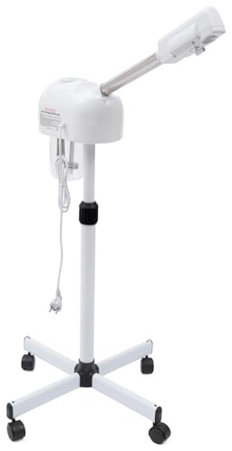 2 in 1 Gesichtsdampfer, Gesichtssauna Ozon Bedampfer mit Rollen, 360° Porenreiniger Dampf Spa Maschine für Zuhause Salon Spa
