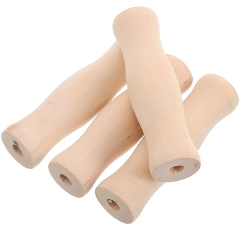 HOMSFOU 4 utensili da cucina con manico in legno con foro antiscivolo, accessori per barbecue per campeggio all'aperto e barbecue, facili da pulire e portatili