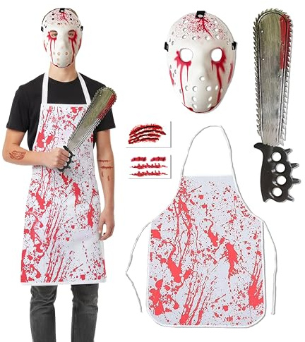 5 pcs Saw Killer Halloween Costumes For Boys - 5-12 Years Old One Size Fits All - 2025 Trending Fancy Dress - UK Based Brand
