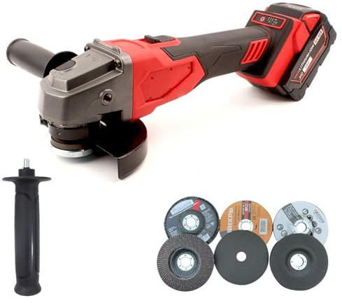 Batterivinkelslip för Milwaukee 18 V batteri, 125 mm skivdiameter, 8 000 varv/min, skärdjup, borstlöst slipverktyg innehåller 6 slipskivor, utan batteri