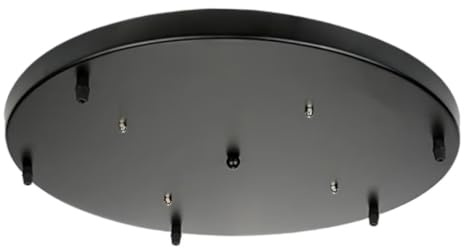 AstrizLamp 5 Agujero Embellecedor Lampara Techo 50cm Circular Roseta de Techo de Metal Negro Hierro Cubierta Lámpara de Techo 5 vía Fijación al Techo con Accesorio para plafones, lámparas colgantes