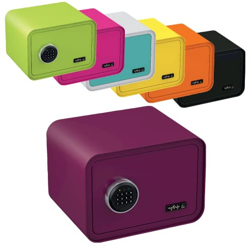 mySafe 350 Code | Elektronischer Tresor mit Zahlenschloss | 35x35x28cm | Design Safe | Möbeltresor | Stahltresor Doppelbolzenverriegelung | Alarm und Notschlüssel | Wand- Bodentresor | Farbe Lila