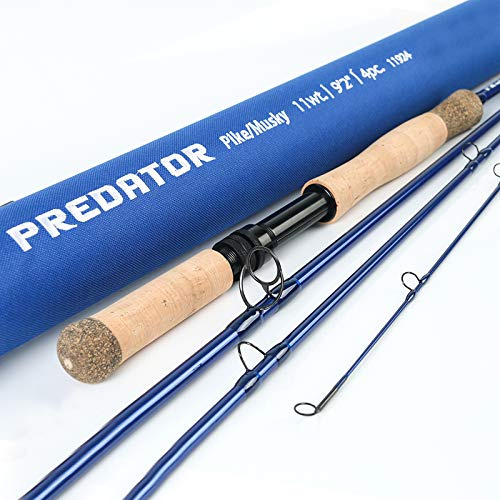 Maxcatch Predator Saltwater Fly Fishing Rod: 9ft, 4-Piece, 8/9/10/12 Weight (Predator Fly Rod, 9'2'' 11wt 4 Pieces Pike/Musky)