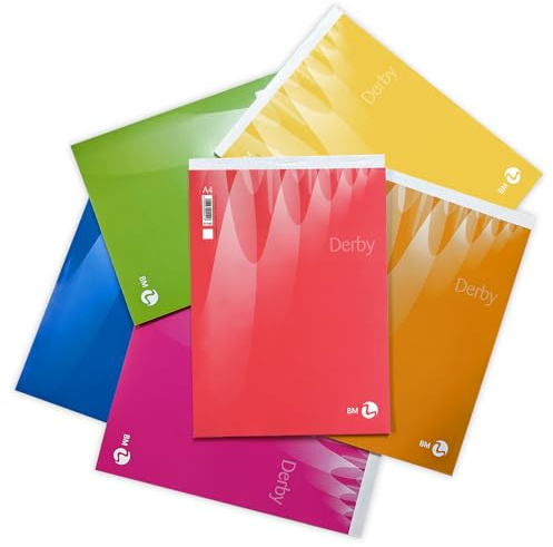BM BeMore - Notes Derby 0100021 - Blocco Notes Punto Metallico Formato A4 - Rigatura Bianco - Carta 60 g/mq - Confezione 10 pezzi