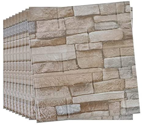 10pcs 3D Tile Brick Wall Sticker Carta da parati autoadesiva in schiuma impermeabile pannello,Adesivi murali in mattoni 3D, Carta da parati rimovibile in schiuma di polietilene autoadesiva