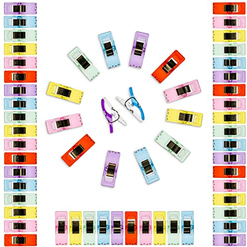 Stoffklammern Set, 60 Stück, 6 Farben Mix, Alternative zu Stecknadeln, DIY Zubehör für Nähen, Stoff Clip, Bastelklammer Nähzubehör, Stoffklammer, Stoffclips Textilien, Nähklammern Kit, Bastelclips