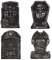 TRIXES Piedras para tumbas para cementerio de Halloween, decoración de Halloween, decoración al aire libre, decoración espectral, 4 piezas, decoración de Halloween, lápidas, espuma, accesorios para
