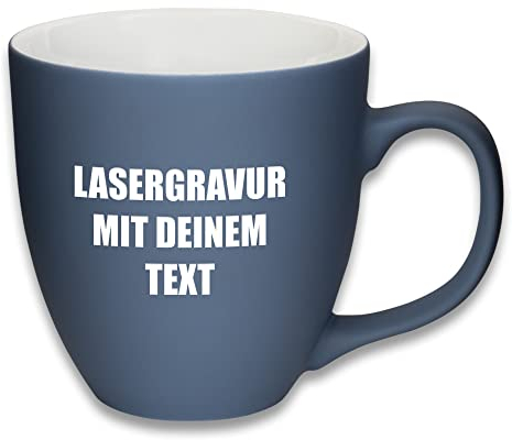 Mahlwerck XL Jumbotasse, selbst gestalten, große Porzellan-Kaffeetasse mit matter Oberfläche, Tasse personalisieren mit Namen, Geschenk, 400-450ml, mit eigener Textgravur, Shark Blue