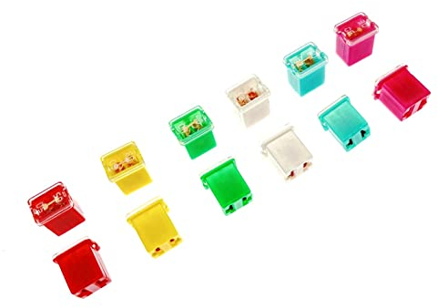 JZK 12 piezas Bajo perfil J CASE fusibles surtido para coche, 20A 25A 30A 40A 50A 60A amp J-CASE fusible, JCASE automotriz en forma de caja kit de fusibles para camionetas, camiones, SUV