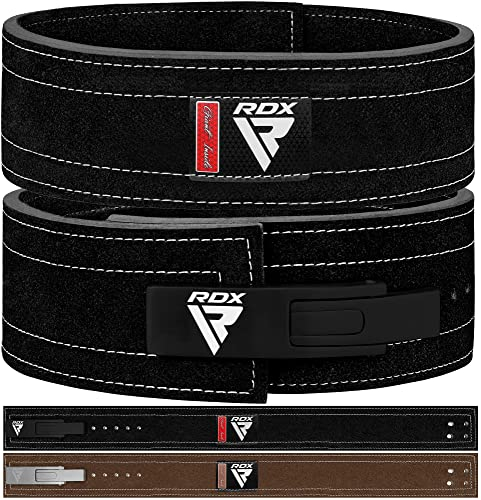 RDX 4” Gewichthebergürtel Hebelschnalle Leder, 10mm Genehmigt IPL USPA, Powerlifiting Trainingsgürtel Krafttraining Fitness Bodybuilding Gürtel, 10 Verstellbar Löcher,Gym Weight Lifting Belt, Herren