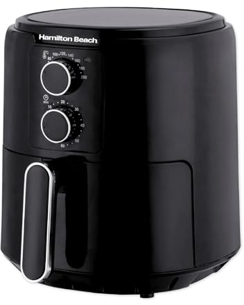 Hamilton Beach Air Fryer, 4.2L, SimpliFry, 1300W, Manual Controls, Adjustable Temperature, Adjustable Timer, 60 Min Timer, Energy Saving, Fry, Roast, Bake, Broil, Reheat, Black - HB4001
