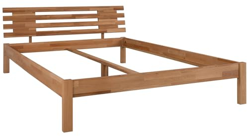 Staboos massives Buchen Holzbett Ludwig - Bettgestell in unterschiedlichen Größen - Einzelbett oder Doppelbett - Geölte Betten - Massiv Holz Bett - 160x200 cm