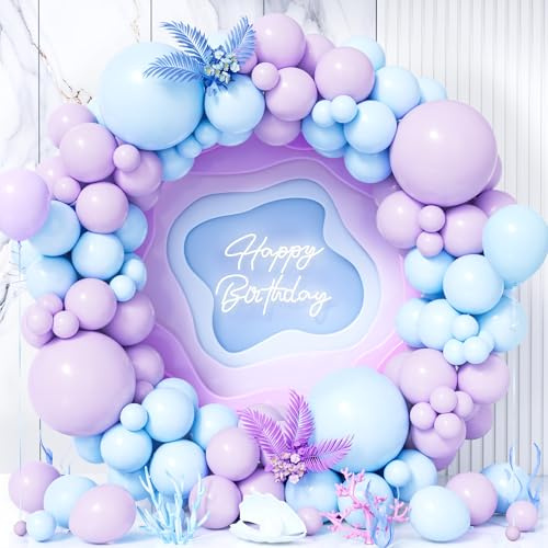 Teselife Arco Palloncini Blu e Viola, 119Pezzi Kit Ghirlanda Palloncino Blu Viola Pastello Macaron Ragazzo Uomini Bambino Baby Shower Compleanno Matrimonio Fidanzamento Valentino Decora Tema Congelato