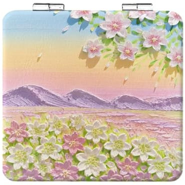UYRVAPE Specchio Tascabile Fiore Retrò, Specchio Compatto, Piccolo Specchio per Borsa, Mini Specchio Portatile per Trucco da Viaggio, Specchio Ingranditore Pieghevole 1x/2x per Donne Ragazze,Stile 4