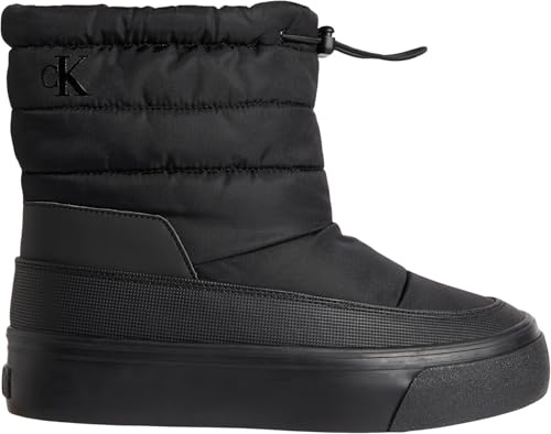 Calvin Klein Botines de media caña Mujer Home Snowboot Nylon Mix con plataforma, Negro (Triple Black), 37