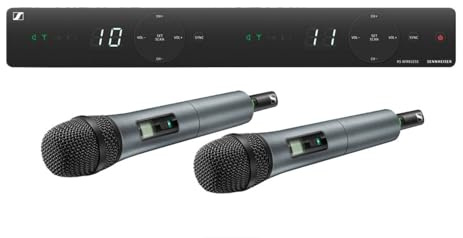 Sennheiser XSW 1-825 DUAL-E 2-Channel Wireless Microphone System for Singers & Presenters | Evolution Mic Capsules, Integrated Antennas & up to 10 Compatible Channels (508267)