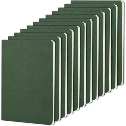 ZCZN Quaderni A5 a Righe,Copertina Kraft Verde Foresta，12 Pezzi, 30 Fogli/60 Pagine, Taccuini per Ufficio e Scuola
